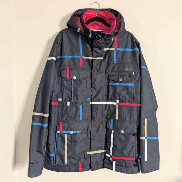 FOURSQUARE Snowboarding Jacket Vise Men's Sz L Black Shell Geometric Air Relaxed - Picture 1 of 10